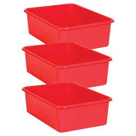 TEACHER CREATED RESOURCES Red Large Plastic Storage Bin, 3PK 20404